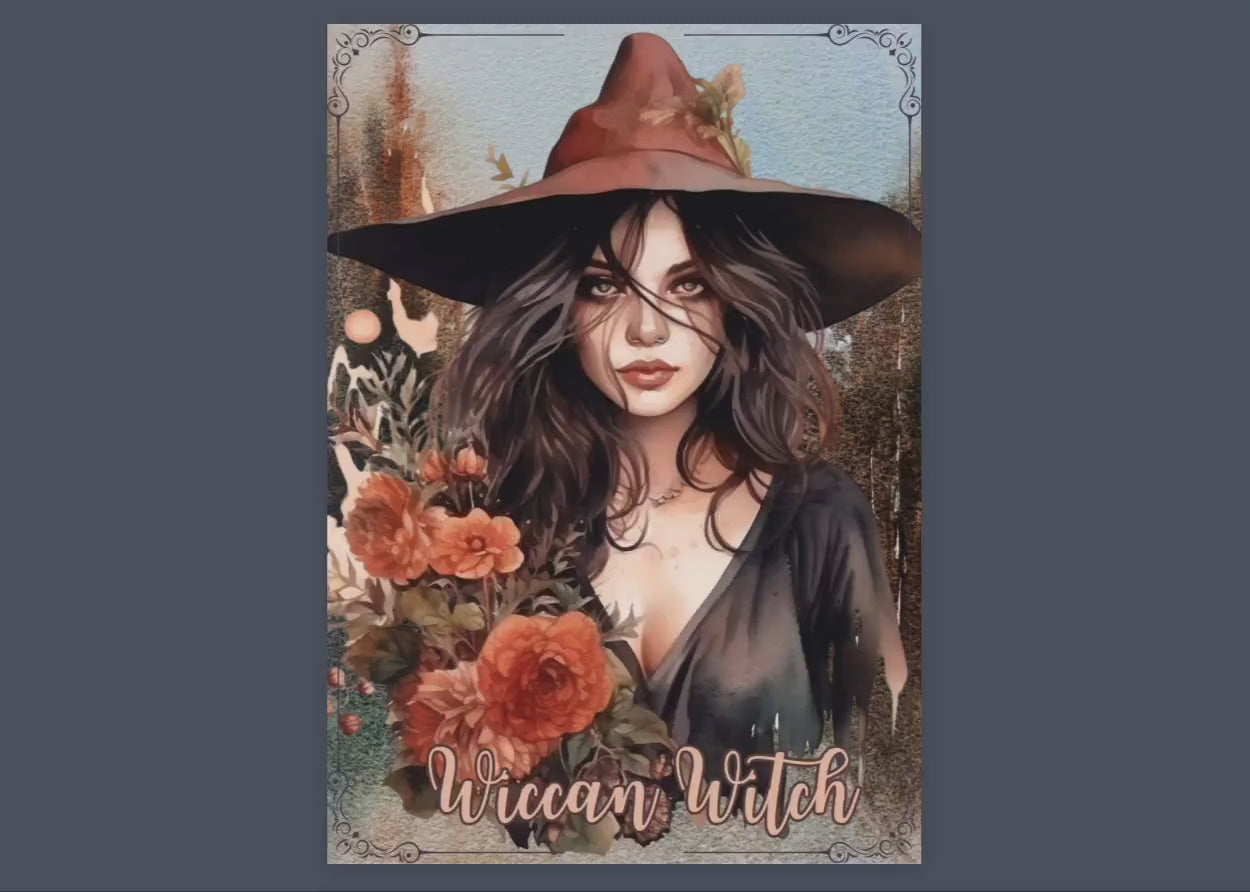 Wiccan Witch. Beautiful pages for your Grimoire or Book Of Shadows. Printable