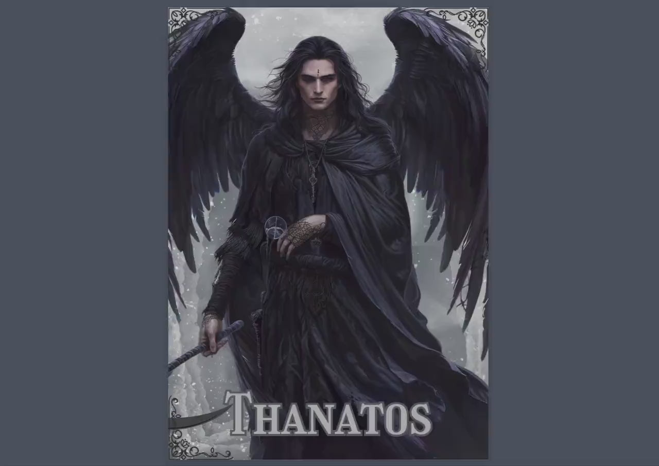 Thanatos. Greek God of Death. Beautiful pages for your Grimoire or Book of Shadows. Printable