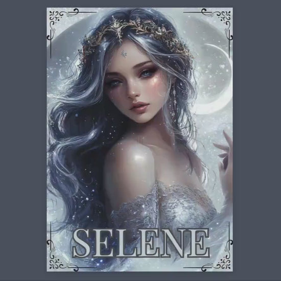 Selene. The goddess and personification of the Moon. Beautiful pages for your Grimoire or Book Of Shadows. Printable.