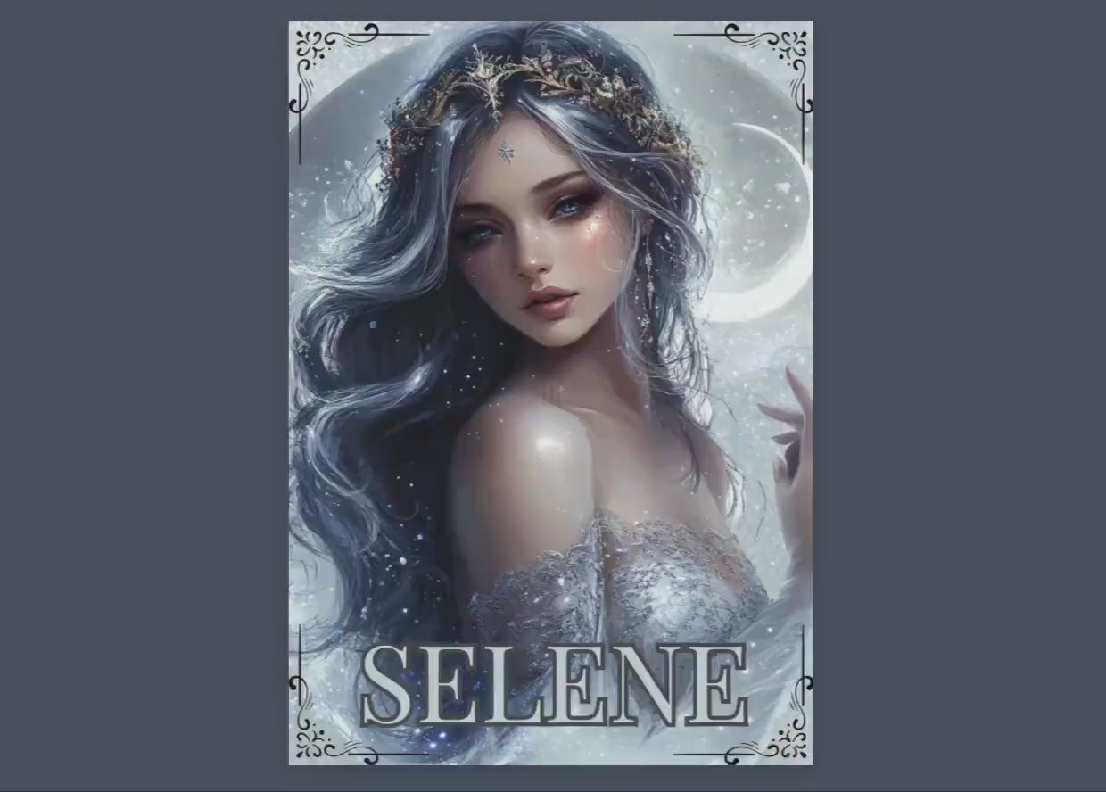 Selene. The goddess and personification of the Moon. Beautiful pages for your Grimoire or Book Of Shadows. Printable.