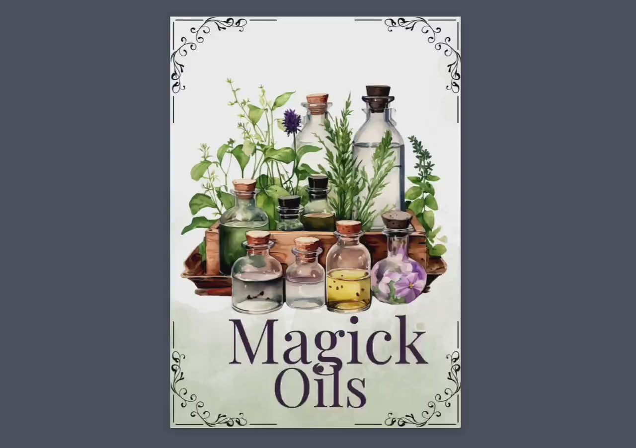 54 Essential Oil Grimoire Cheat Sheets, 16 pages Essential Oil Magical Properties & Correspondences, Kitchen Witch PDF, Grimoire, Printable