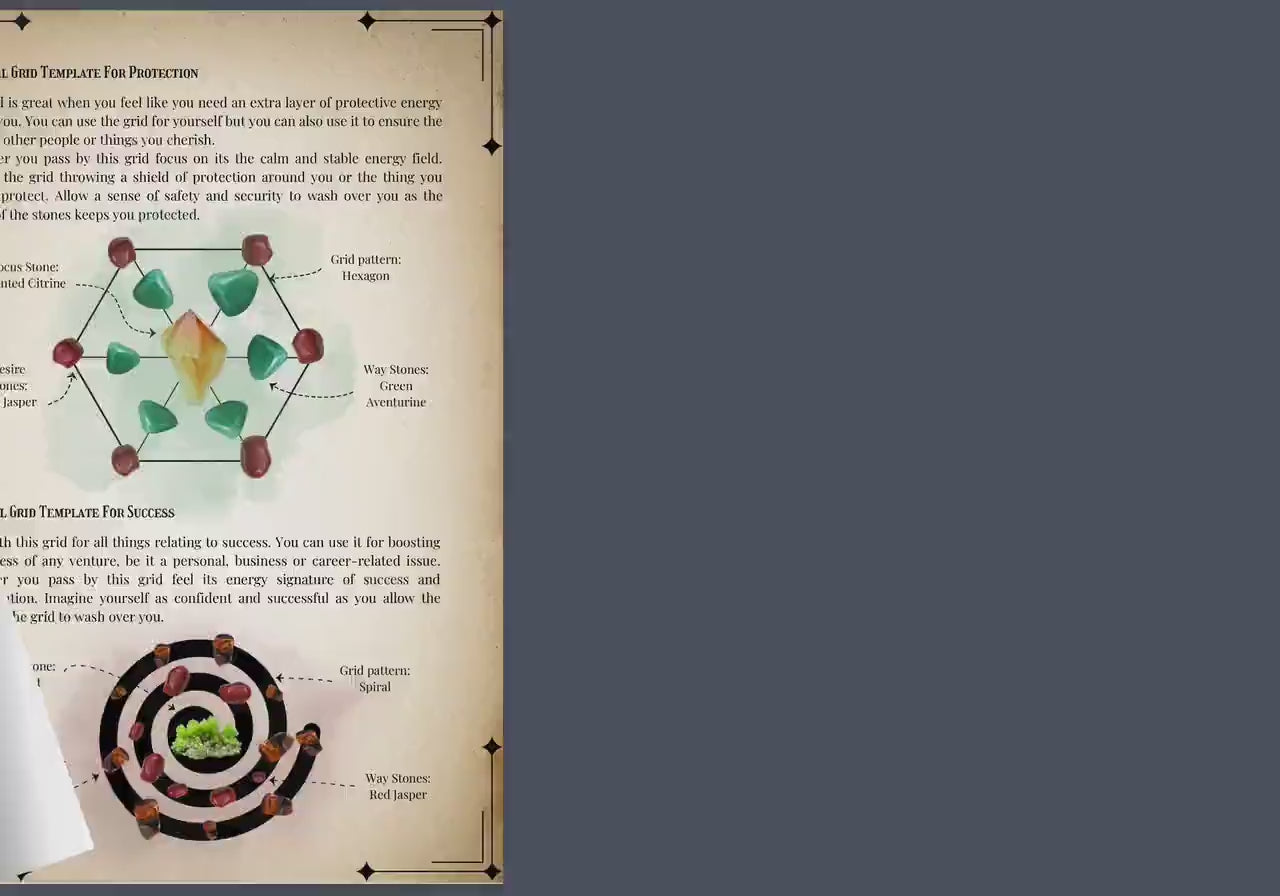 Crystal Grids Guide Printable + BONUS. Beautiful Grimoire Pages for Beginners. Instant download.