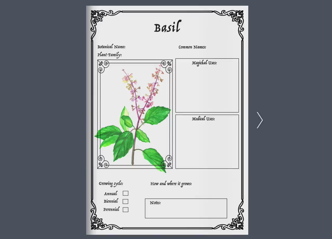 25 pages WITCH'S HERBAL Journal Planner