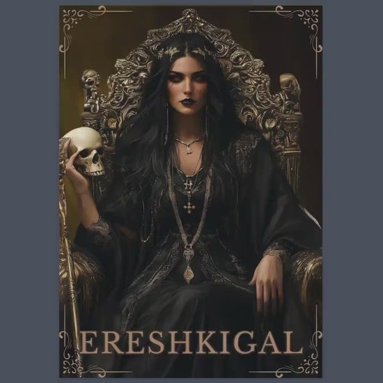 Ereshkigal, the powerful Mesopotamian goddess of the underworld. Beautiful pages for your Grimoire or Book of shadows. Printable.