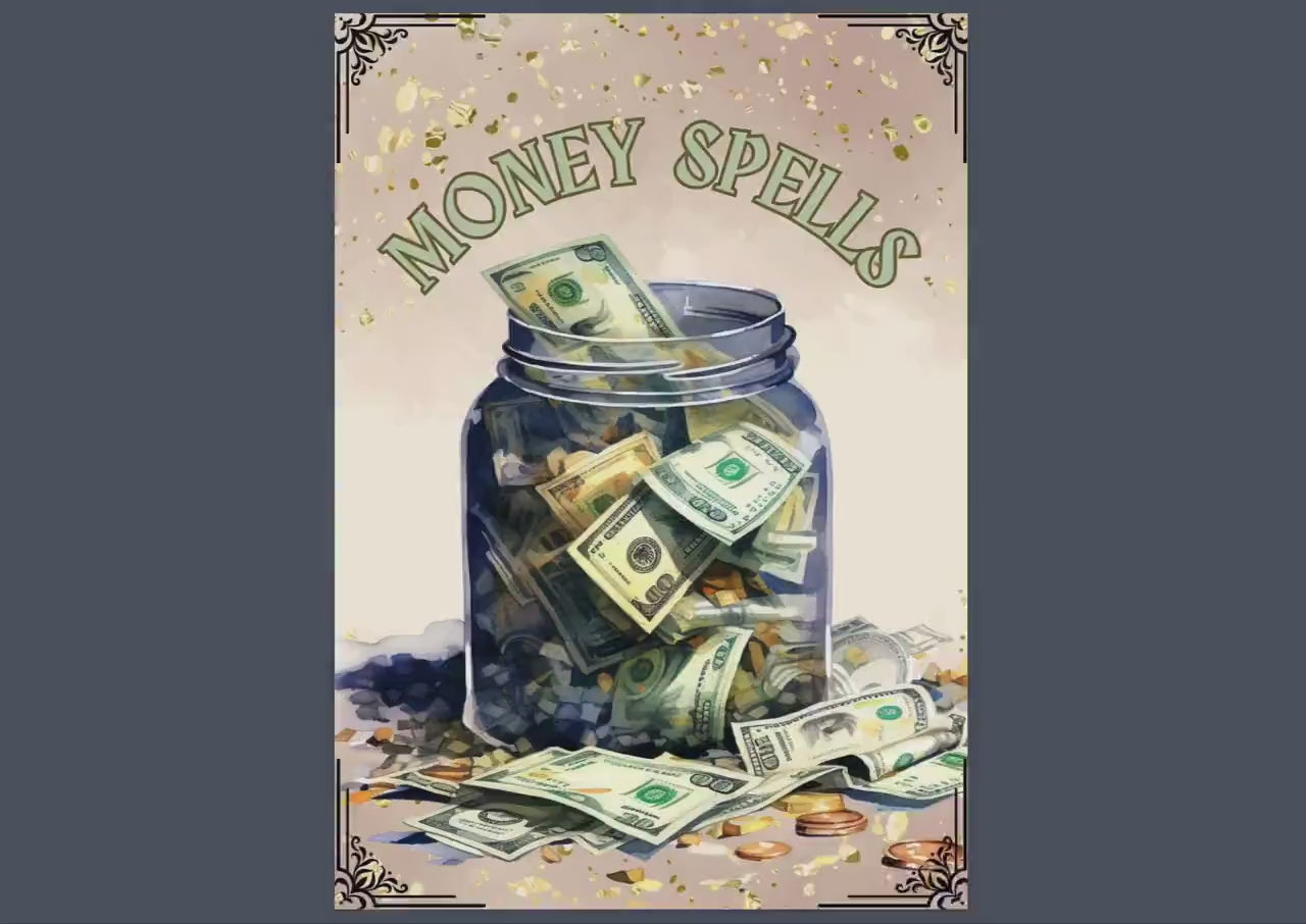 Money Spells. 10 Powerful Rituals. Beautiful pages for your Grimoire or Book Of Shadows. Printable.