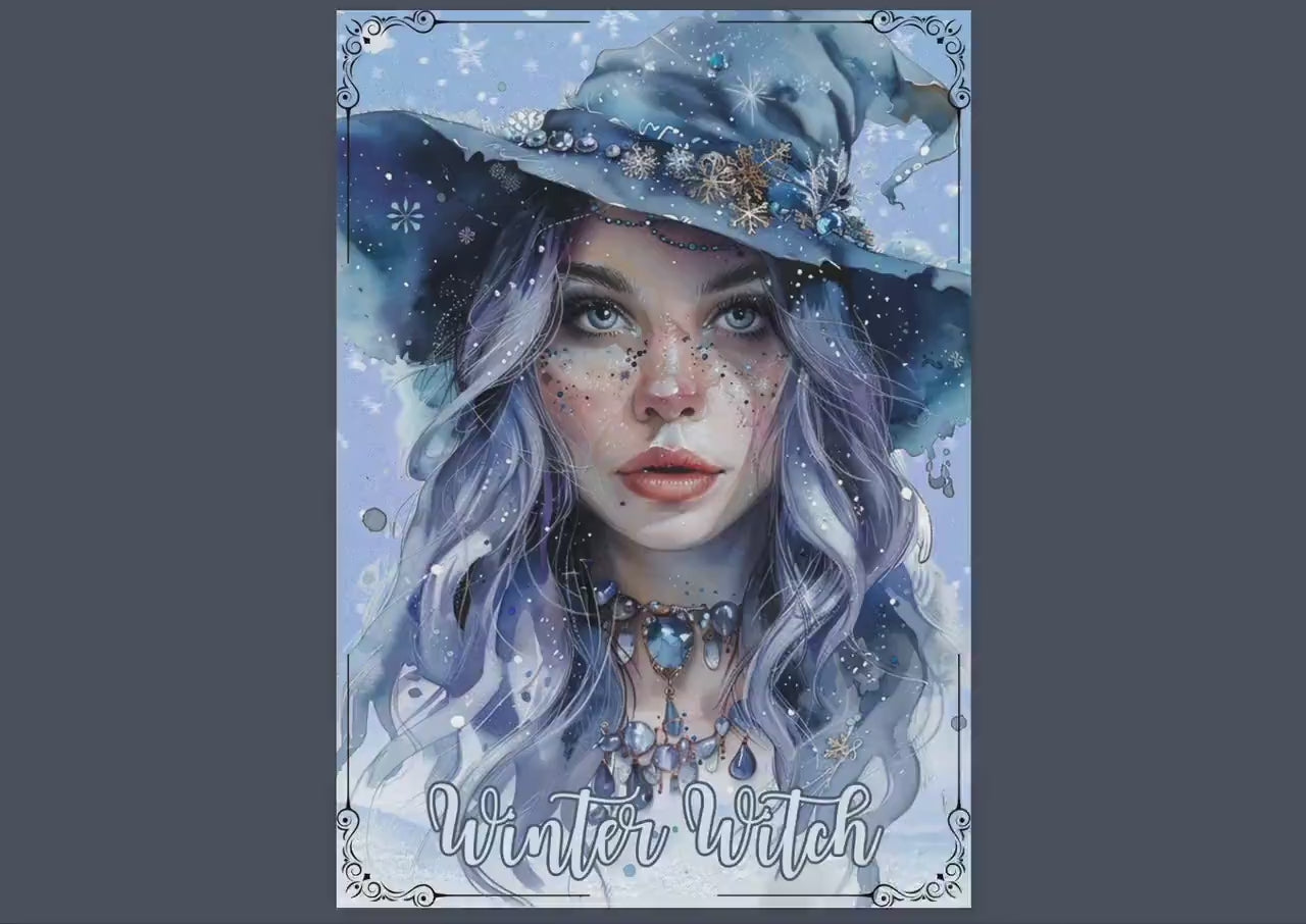Winter Witch. Season of the Witch. Beautiful pages for your Grimoire or Book Of Shadows. Printable.