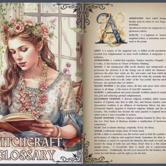 Witchcraft Glossary. +450 terms. Grimoire pages. Printable.