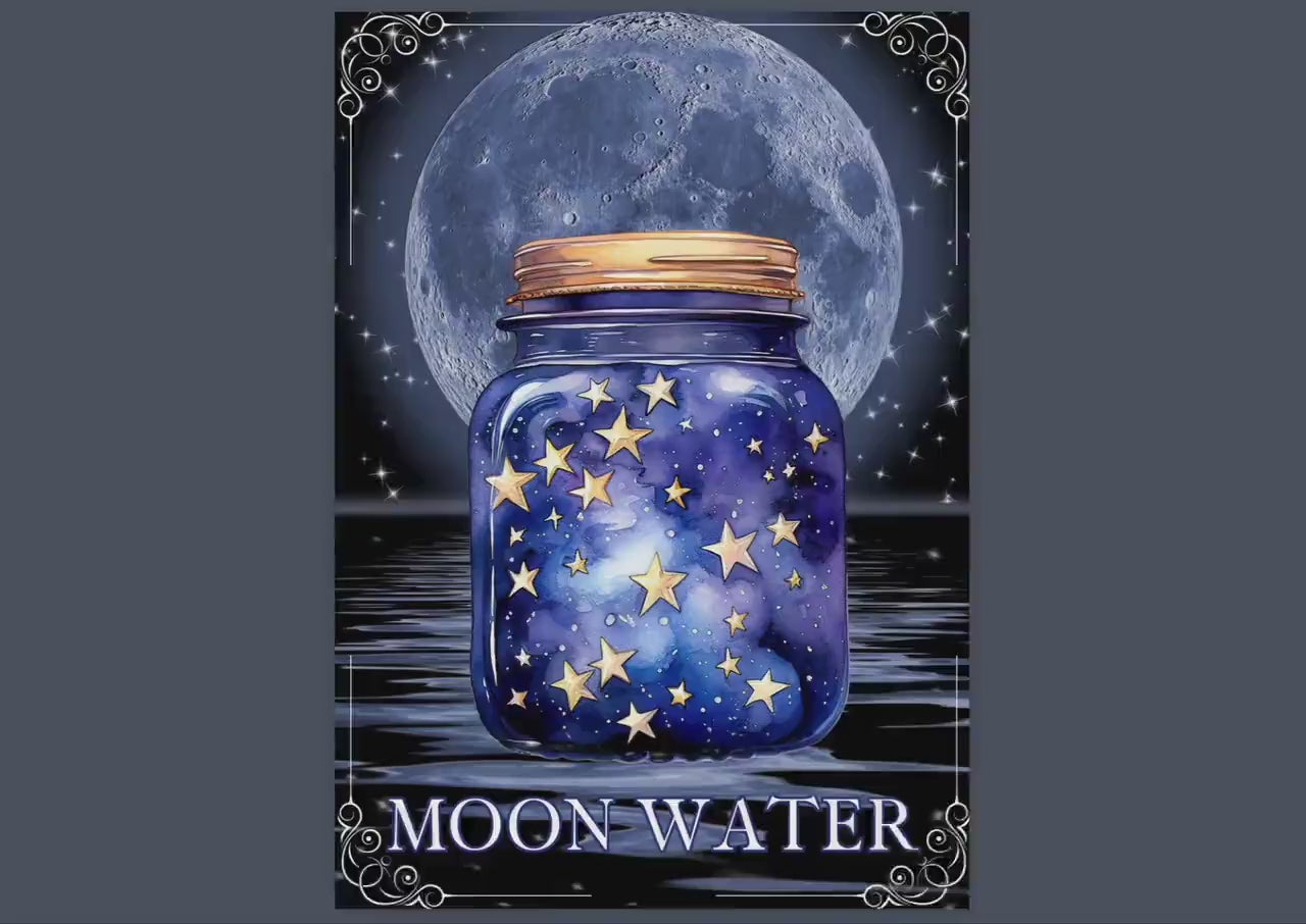 Moon Water Magic Guide. Beautiful pages for your Grimoire or Book Of Shadows. Printable